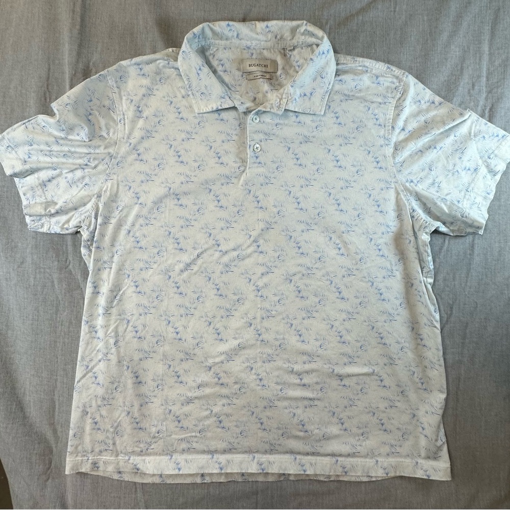 Bugatchi Men's OOOHCotton Leaf Print Polo Shirt